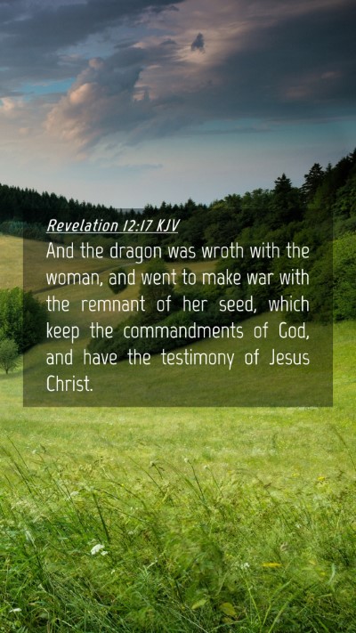 Picture 04 - Revelation 12:17 KJV Mobile Phone Wallpaper - And the dragon was wroth with the woman, and went - Mobile Bible Verse Wallpaper