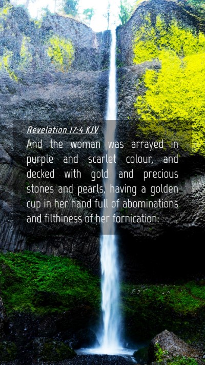 Picture 04 - Revelation 17:4 KJV Mobile Phone Wallpaper - And the woman was arrayed in purple and scarlet - Mobile Bible Verse Wallpaper