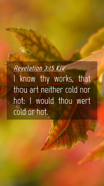 Picture 04 - Revelation 3:15 KJV Mobile Phone Wallpaper - I know thy works, that thou art neither cold nor - Mobile Bible Verse Wallpaper