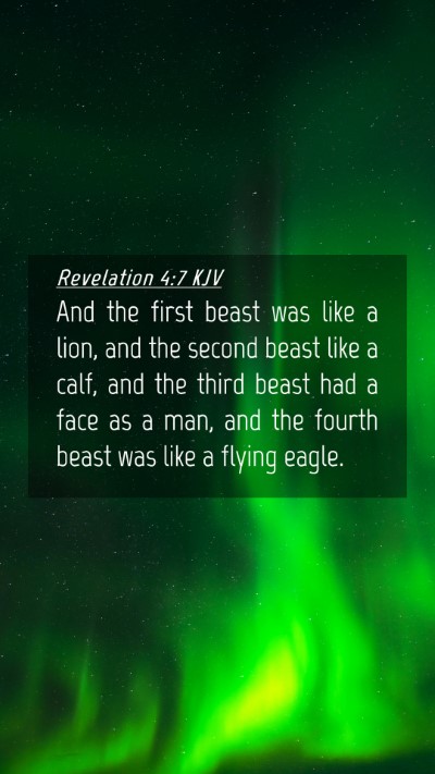 Picture 04 - Revelation 4:7 KJV Mobile Phone Wallpaper - And the first beast was like a lion, and the - Mobile Bible Verse Wallpaper