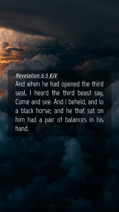 Picture 04 - Revelation 6:5 KJV Mobile Phone Wallpaper - And when he had opened the third seal, I heard - Mobile Bible Verse Wallpaper