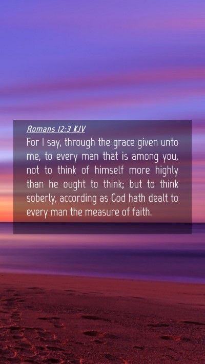 Picture 04 - Romans 12:3 KJV Mobile Phone Wallpaper - For I say, through the grace given unto me, to - Mobile Bible Verse Wallpaper