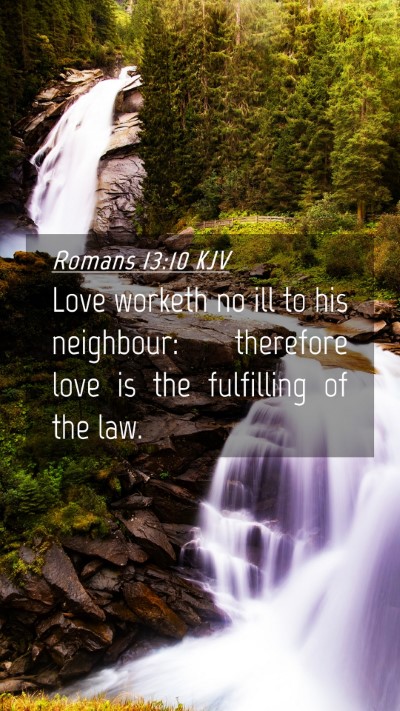 Picture 04 - Romans 13:10 KJV Mobile Phone Wallpaper - Love worketh no ill to his neighbour: therefore - Mobile Bible Verse Wallpaper