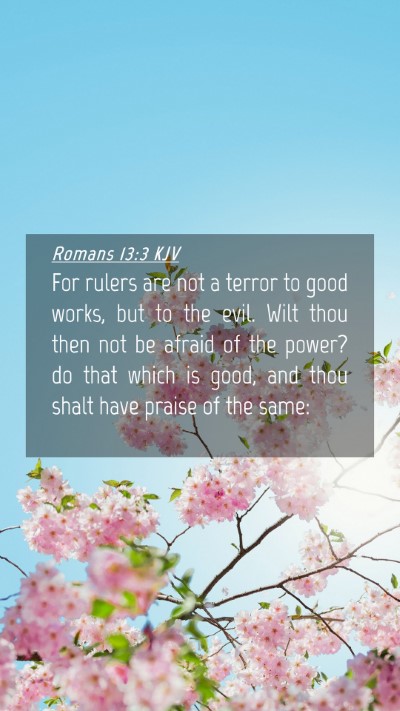Picture 04 - Romans 13:3 KJV Mobile Phone Wallpaper - For rulers are not a terror to good works, but to - Mobile Bible Verse Wallpaper