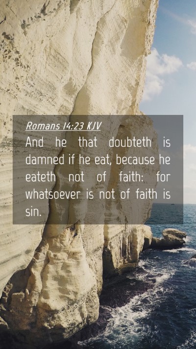 Picture 04 - Romans 14:23 KJV Mobile Phone Wallpaper - And he that doubteth is damned if he eat, because - Mobile Bible Verse Wallpaper