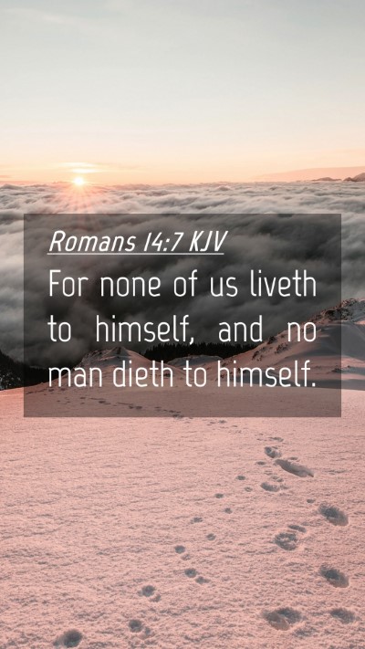 Picture 04 - Romans 14:7 KJV Mobile Phone Wallpaper - For none of us liveth to himself, and no man - Mobile Bible Verse Wallpaper