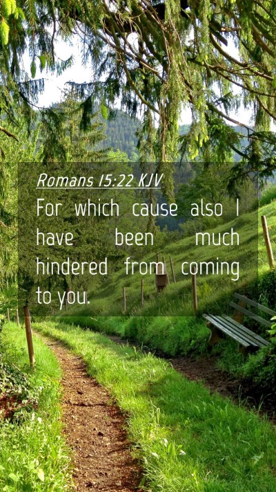 Picture 04 - Romans 15:22 KJV Mobile Phone Wallpaper - For which cause also I have been much hindered - Mobile Bible Verse Wallpaper