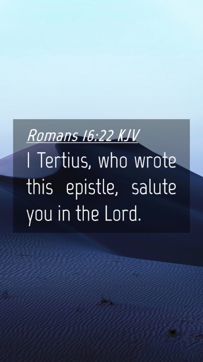 Picture 04 - Romans 16:22 KJV Mobile Phone Wallpaper - I Tertius, who wrote this epistle, salute you in - Mobile Bible Verse Wallpaper