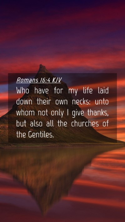 Picture 04 - Romans 16:4 KJV Mobile Phone Wallpaper - Who have for my life laid down their own necks: - Mobile Bible Verse Wallpaper
