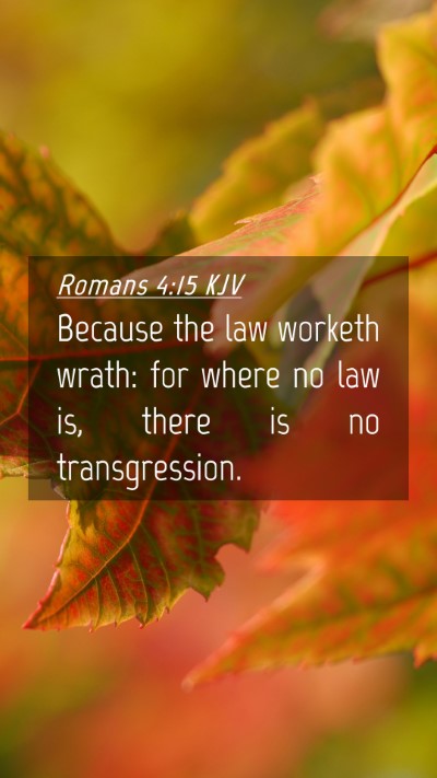 Picture 04 - Romans 4:15 KJV Mobile Phone Wallpaper - Because the law worketh wrath: for where no law - Mobile Bible Verse Wallpaper
