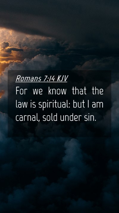 Picture 04 - Romans 7:14 KJV Mobile Phone Wallpaper - For we know that the law is spiritual: but I am - Mobile Bible Verse Wallpaper