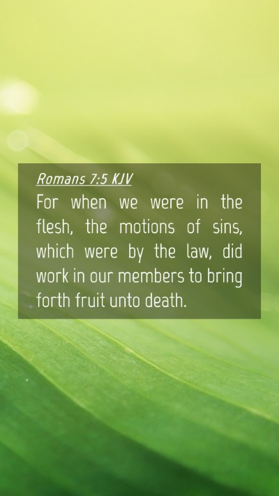 Picture 04 - Romans 7:5 KJV Mobile Phone Wallpaper - For when we were in the flesh, the motions of - Mobile Bible Verse Wallpaper