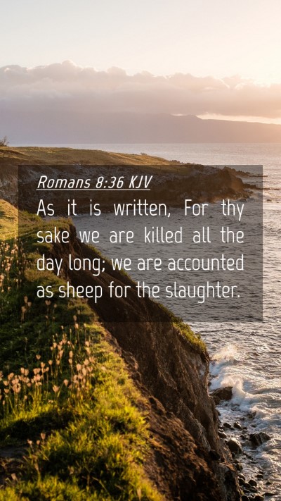 Picture 04 - Romans 8:36 KJV Mobile Phone Wallpaper - As it is written, For thy sake we are killed all - Mobile Bible Verse Wallpaper