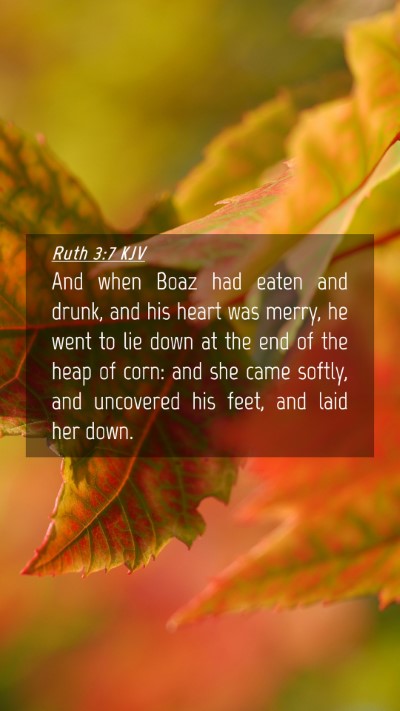 Picture 04 - Ruth 3:7 KJV Mobile Phone Wallpaper - And when Boaz had eaten and drunk, and his heart - Mobile Bible Verse Wallpaper