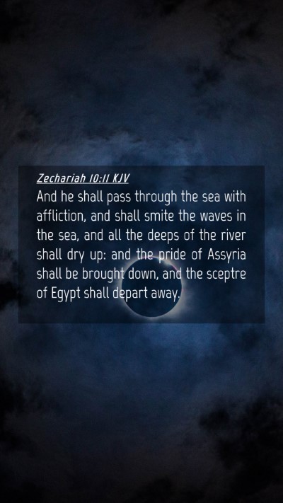 Picture 04 - Zechariah 10:11 KJV Mobile Phone Wallpaper - And he shall pass through the sea with - Mobile Bible Verse Wallpaper