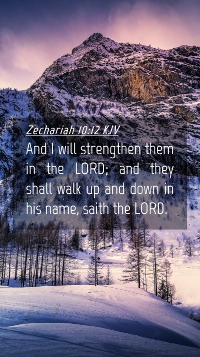 Picture 04 - Zechariah 10:12 KJV Mobile Phone Wallpaper - And I will strengthen them in the LORD; and they - Mobile Bible Verse Wallpaper