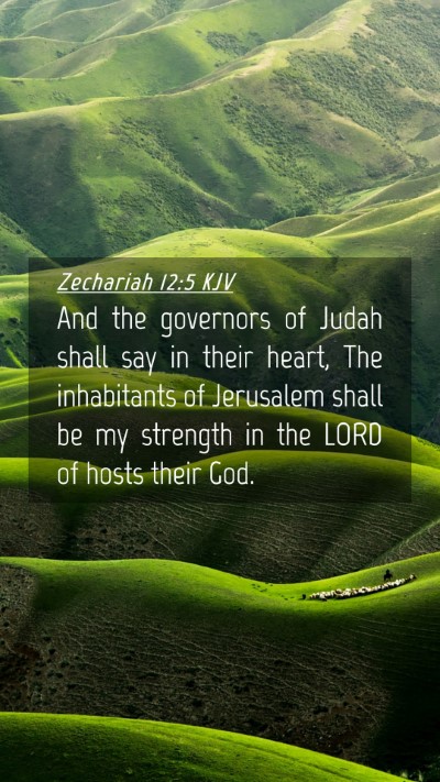 Picture 04 - Zechariah 12:5 KJV Mobile Phone Wallpaper - And the governors of Judah shall say in their - Mobile Bible Verse Wallpaper