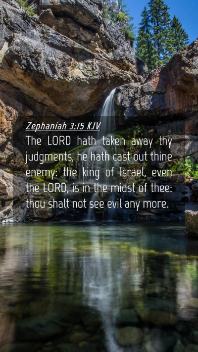 Picture 04 - Zephaniah 3:15 KJV Mobile Phone Wallpaper - The LORD hath taken away thy judgments, he hath - Mobile Bible Verse Wallpaper