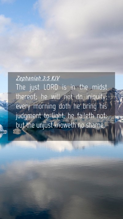 Picture 04 - Zephaniah 3:5 KJV Mobile Phone Wallpaper - The just LORD is in the midst thereof; he will - Mobile Bible Verse Wallpaper