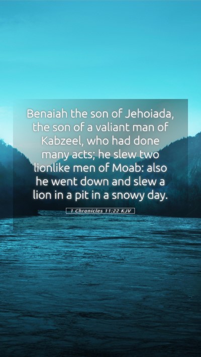 Picture 05 - 1 Chronicles 11:22 KJV Mobile Phone Wallpaper - Benaiah the son of Jehoiada, the son of a valiant - Mobile Bible Verse Wallpaper