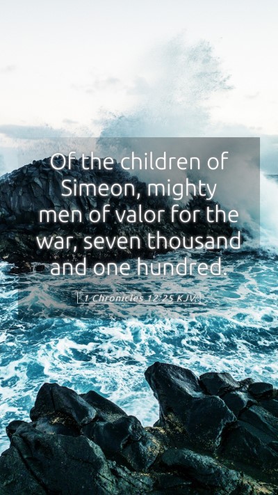 Picture 05 - 1 Chronicles 12:25 KJV Mobile Phone Wallpaper - Of the children of Simeon, mighty men of valor - Mobile Bible Verse Wallpaper