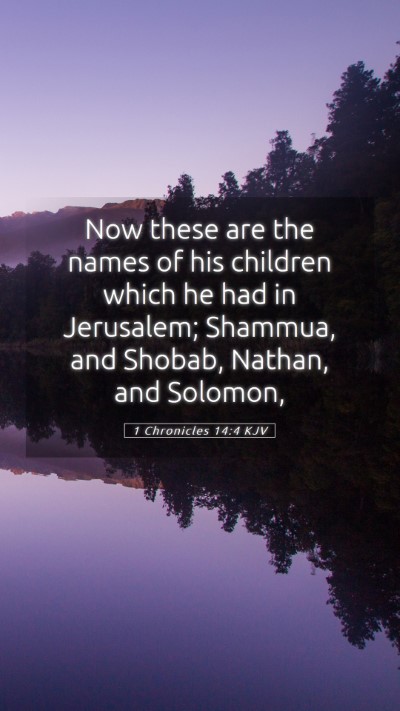 Picture 05 - 1 Chronicles 14:4 KJV Mobile Phone Wallpaper - Now these are the names of his children which he - Mobile Bible Verse Wallpaper