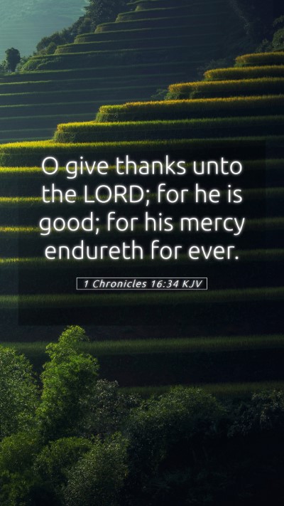 Picture 05 - 1 Chronicles 16:34 KJV Mobile Phone Wallpaper - O give thanks unto the LORD; for he is good; for - Mobile Bible Verse Wallpaper