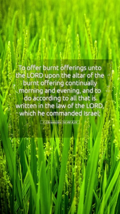 Picture 05 - 1 Chronicles 16:40 KJV Mobile Phone Wallpaper - To offer burnt offerings unto the LORD upon the - Mobile Bible Verse Wallpaper