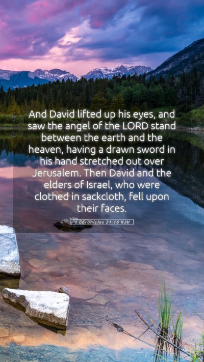 Picture 05 - 1 Chronicles 21:16 KJV Mobile Phone Wallpaper - And David lifted up his eyes, and saw the angel - Mobile Bible Verse Wallpaper