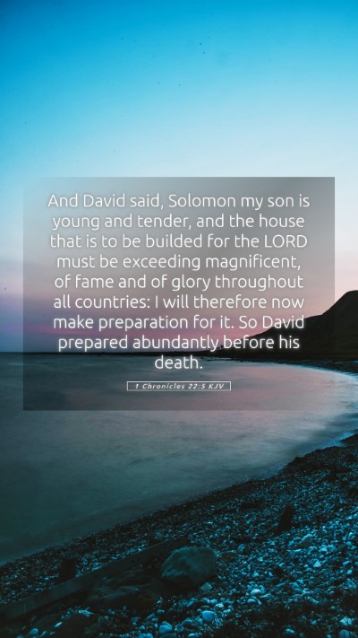 Picture 05 - 1 Chronicles 22:5 KJV Mobile Phone Wallpaper - And David said, Solomon my son is young and - Mobile Bible Verse Wallpaper