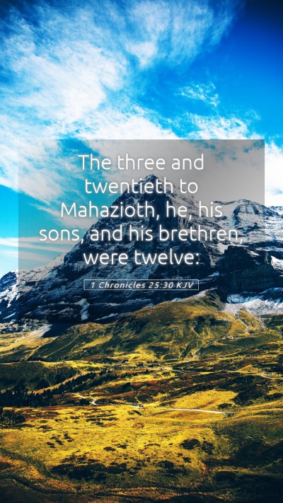 Picture 05 - 1 Chronicles 25:30 KJV Mobile Phone Wallpaper - The three and twentieth to Mahazioth, he, his - Mobile Bible Verse Wallpaper