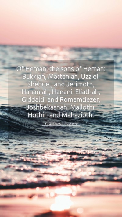 Picture 05 - 1 Chronicles 25:4 KJV Mobile Phone Wallpaper - Of Heman: the sons of Heman: Bukkiah, Mattaniah, - Mobile Bible Verse Wallpaper