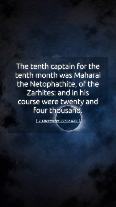 Picture 05 - 1 Chronicles 27:13 KJV Mobile Phone Wallpaper - The tenth captain for the tenth month was Maharai - Mobile Bible Verse Wallpaper