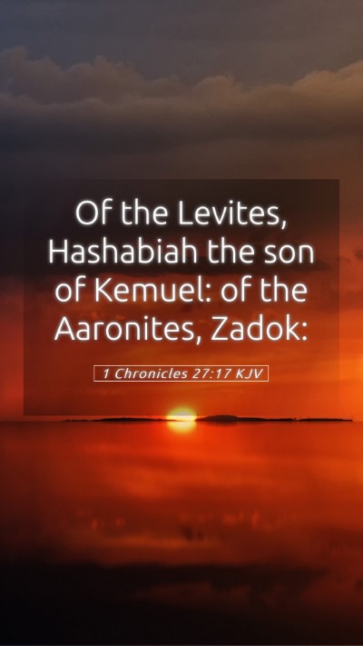 Picture 05 - 1 Chronicles 27:17 KJV Mobile Phone Wallpaper - Of the Levites, Hashabiah the son of Kemuel: of - Mobile Bible Verse Wallpaper