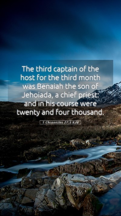 Picture 05 - 1 Chronicles 27:5 KJV Mobile Phone Wallpaper - The third captain of the host for the third month - Mobile Bible Verse Wallpaper