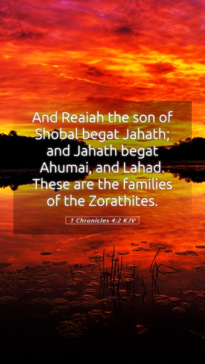Picture 05 - 1 Chronicles 4:2 KJV Mobile Phone Wallpaper - And Reaiah the son of Shobal begat Jahath; and - Mobile Bible Verse Wallpaper