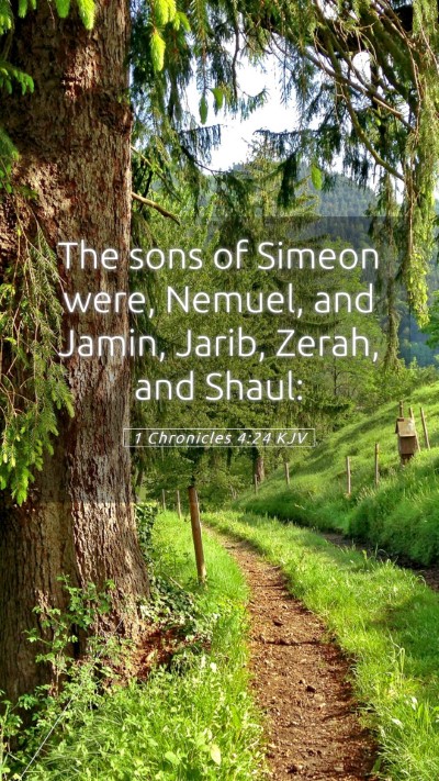 Picture 05 - 1 Chronicles 4:24 KJV Mobile Phone Wallpaper - The sons of Simeon were, Nemuel, and Jamin, - Mobile Bible Verse Wallpaper