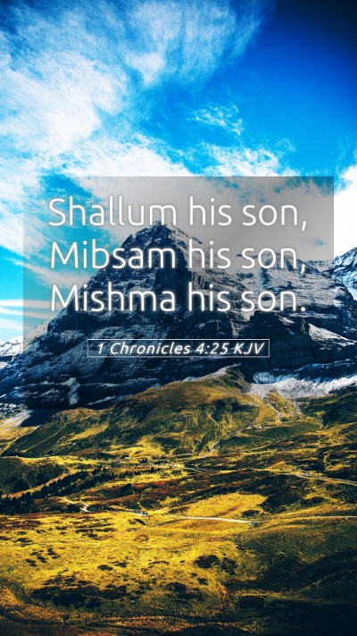 Picture 05 - 1 Chronicles 4:25 KJV Mobile Phone Wallpaper - Shallum his son, Mibsam his son, Mishma his - Mobile Bible Verse Wallpaper