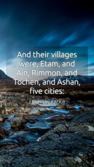 Picture 05 - 1 Chronicles 4:32 KJV Mobile Phone Wallpaper - And their villages were, Etam, and Ain, Rimmon, - Mobile Bible Verse Wallpaper
