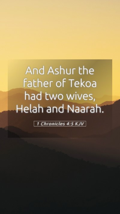 Picture 05 - 1 Chronicles 4:5 KJV Mobile Phone Wallpaper - And Ashur the father of Tekoa had two wives, - Mobile Bible Verse Wallpaper