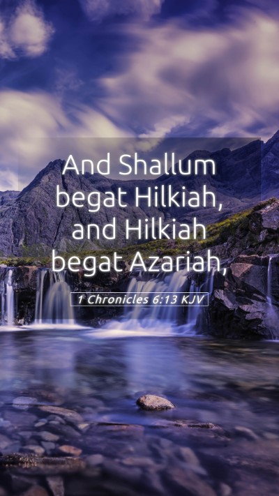 Picture 05 - 1 Chronicles 6:13 KJV Mobile Phone Wallpaper - And Shallum begat Hilkiah, and Hilkiah begat - Mobile Bible Verse Wallpaper