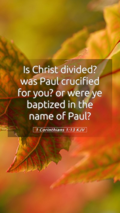 Picture 05 - 1 Corinthians 1:13 KJV Mobile Phone Wallpaper - Is Christ divided? was Paul crucified for you? or - Mobile Bible Verse Wallpaper