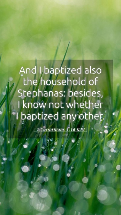 Picture 05 - 1 Corinthians 1:16 KJV Mobile Phone Wallpaper - And I baptized also the household of Stephanas: - Mobile Bible Verse Wallpaper