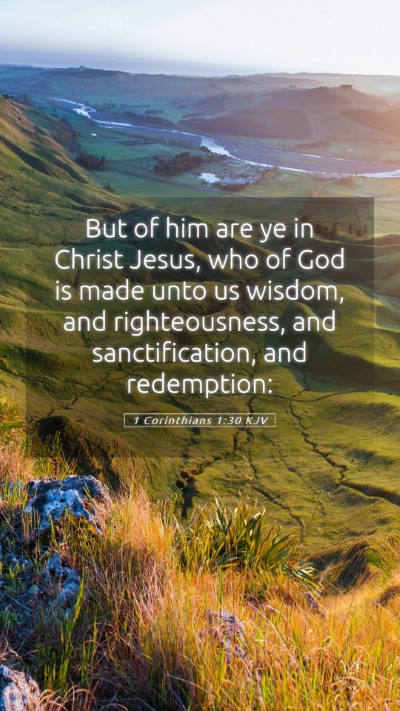 Picture 05 - 1 Corinthians 1:30 KJV Mobile Phone Wallpaper - But of him are ye in Christ Jesus, who of God is - Mobile Bible Verse Wallpaper