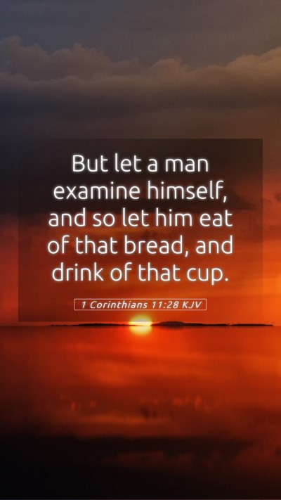 Picture 05 - 1 Corinthians 11:28 KJV Mobile Phone Wallpaper - But let a man examine himself, and so let him eat - Mobile Bible Verse Wallpaper