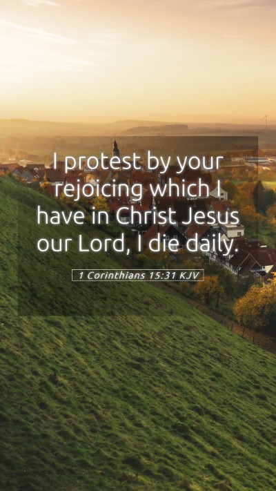 Picture 05 - 1 Corinthians 15:31 KJV Mobile Phone Wallpaper - I protest by your rejoicing which I have in - Mobile Bible Verse Wallpaper