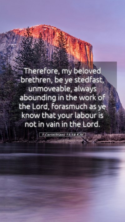 Picture 05 - 1 Corinthians 15:58 KJV Mobile Phone Wallpaper - Therefore, my beloved brethren, be ye stedfast, - Mobile Bible Verse Wallpaper