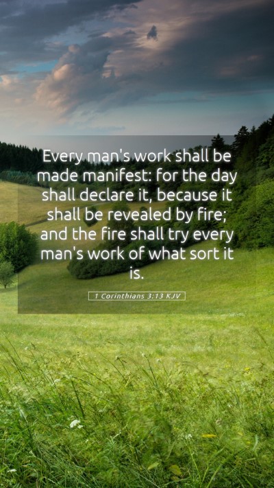 Picture 05 - 1 Corinthians 3:13 KJV Mobile Phone Wallpaper - Every man's work shall be made manifest: for the - Mobile Bible Verse Wallpaper