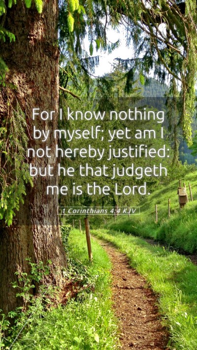 Picture 05 - 1 Corinthians 4:4 KJV Mobile Phone Wallpaper - For I know nothing by myself; yet am I not hereby - Mobile Bible Verse Wallpaper