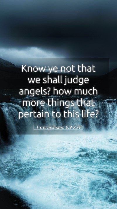 Picture 05 - 1 Corinthians 6:3 KJV Mobile Phone Wallpaper - Know ye not that we shall judge angels? how much - Mobile Bible Verse Wallpaper